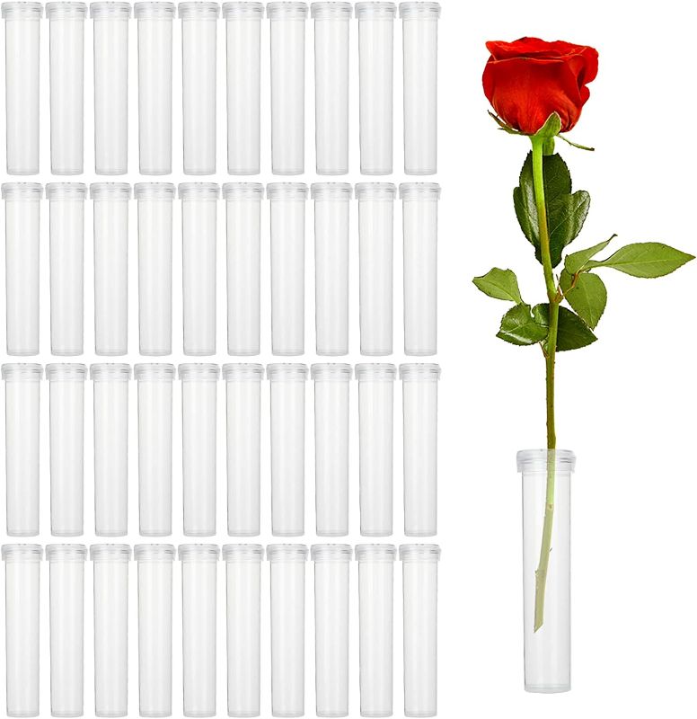 Photo 1 of 100 PCS Floral Water Tubes/Vials for Flower Arrangements, Rose Flower Water Tubes Aqua Picks, Clear Plastic Rose Water Tubes with Picks, Floral Water Tubes Stems Picks 