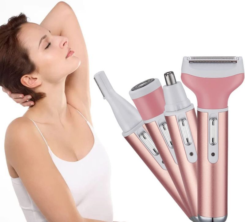 Photo 1 of AHUADA Electric Razor for Women Bikini Trimmer: Women's Shaver Cordless Hair Trimmer for Face Beard Arm Leg Armpit Bikini, Painless 4 in 1 Eyebrow Lips Body Trimmer for Women  -- FACTORY SEALED --
