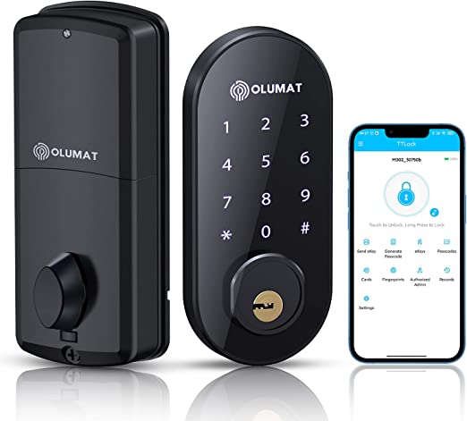 Photo 1 of Smart Door Lock, OLUMAT Keyless Entry Door Lock, Smart Deadbolt Lock with Keypads, Electronic Deadbolt APP Control, Ekeys Sharing, IC Card, App Monitoring, Auto Lock for Home Front Door, Hotel, Office******Factory Sealed