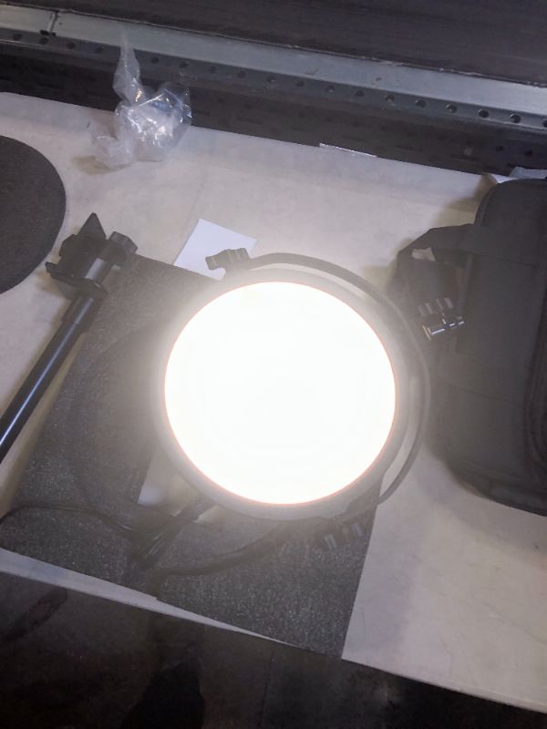 Photo 2 of GVM Desk Mount LED Video Light, 10'' Round Key Light with Built-in Diffuser and LCD Display, Bi-Color Professional Light for Game/Studio/Streaming/YouTube Video Shooting, APP Control CRI 97+