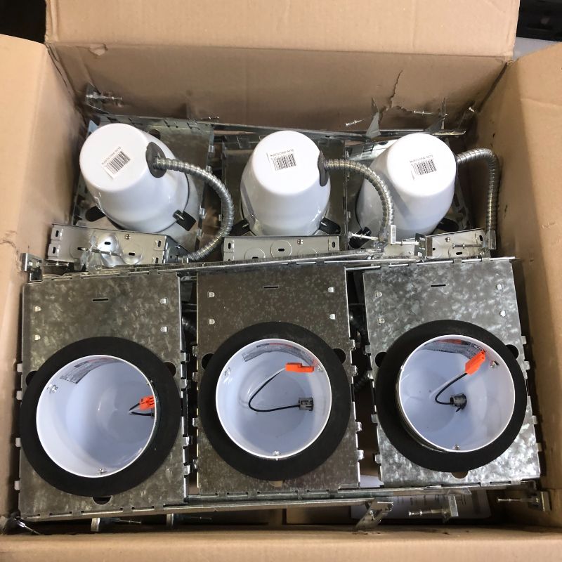 Photo 1 of Sunco Lighting 4 Inch Recessed Lighting Housing Can Light New Construction, Air Tight Steel Ceiling Can, 120-277V, Hard Wired, TP24 Connector, Easy Install, IC Rated, UL Listed 6 Pack