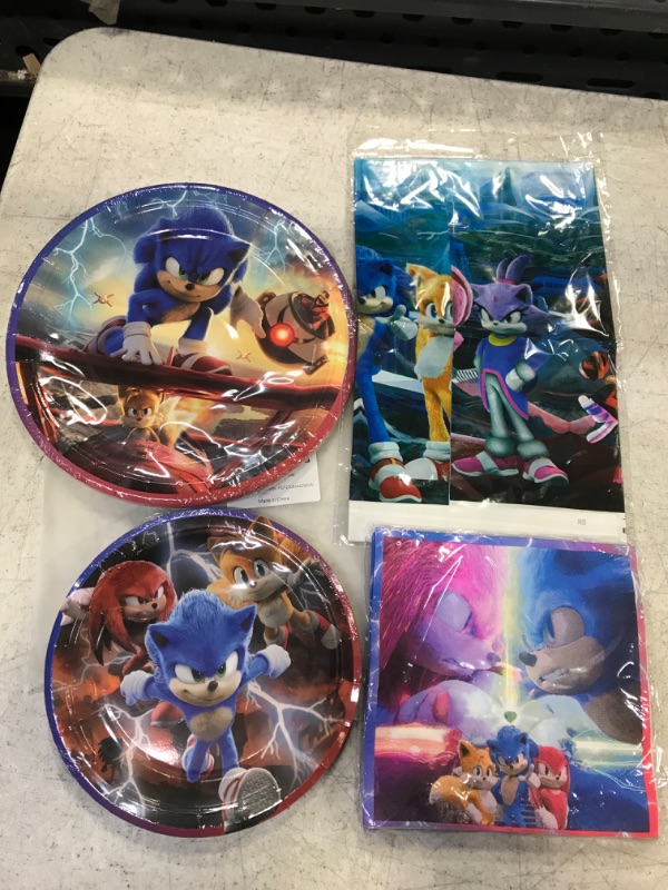 Photo 2 of 41PCS Sonic party supplies, 20 plates, 20 napkins and 1 tablecloths, Sonic party decorations