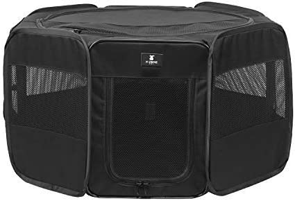 Photo 1 of X-ZONE PET Portable Foldable Pet Dog Cat Playpen Crates Kennel/Premium 600D Oxford Cloth,Removable Zipper Top, Indoor and Outdoor Use (Small, Black) ** MISSING TOP PIECE ** 
