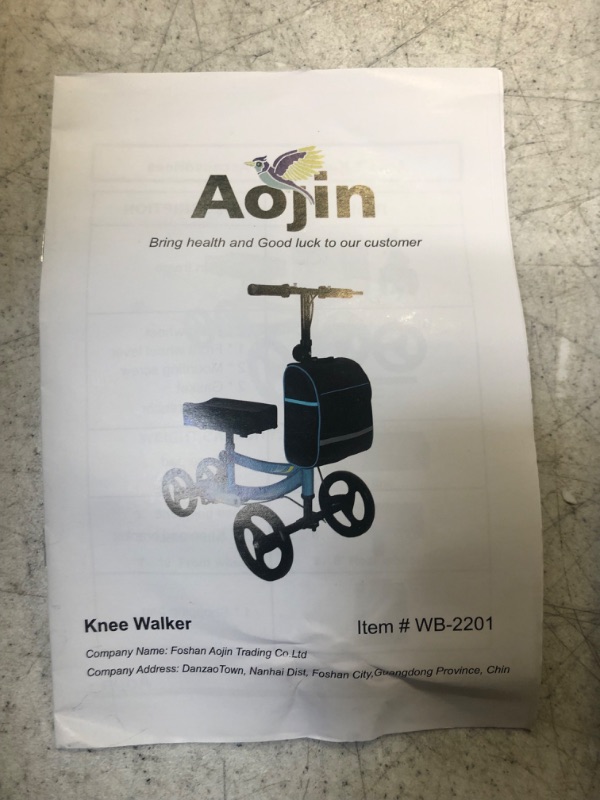 Photo 6 of Aojin Steerable Knee Walker Deluxe Medical Scooter for Foot Injuries Compact Crutches, 2022 Upgraded Model with Dual Rear on-Wheel Brake and Shock Absorption Under The Knee pad Black
