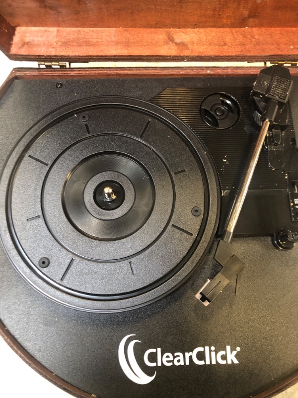 Photo 8 of ClearClick Vintage Suitcase Turntable with Bluetooth & USB - Classic Wooden Retro Style