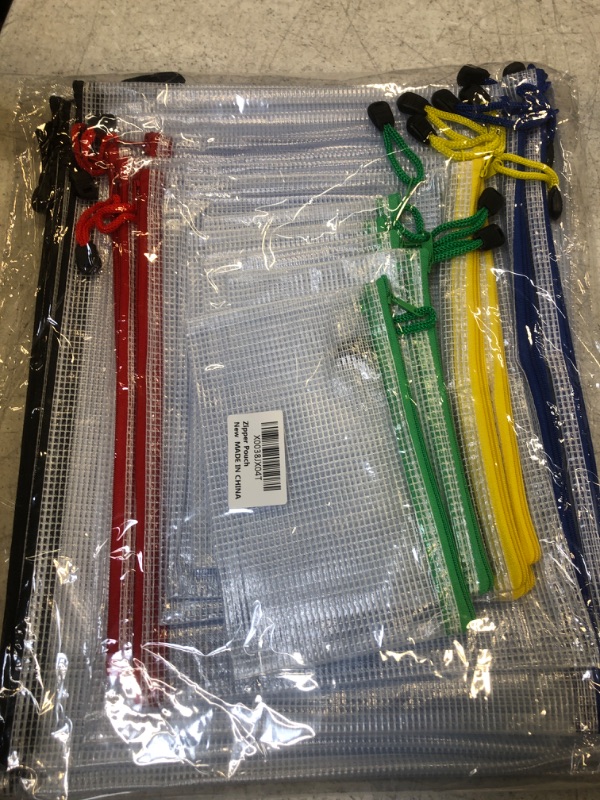 Photo 1 of Mesh Zipper Pouch, 20pcs Clear Zipper Pouches, for Classroom Organization Plastic Small Zipper Pouches, Pencil Document Waterproof Zippered Organizer, School Office Supplies and Board Game Storage