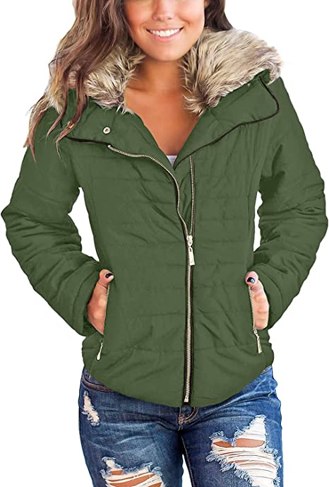 Photo 1 of luvamia Women Casual Warm Winter Faux Fur Quilted Parka Lapel Zip Jacket Puffer Coat SIZE 2XL 
