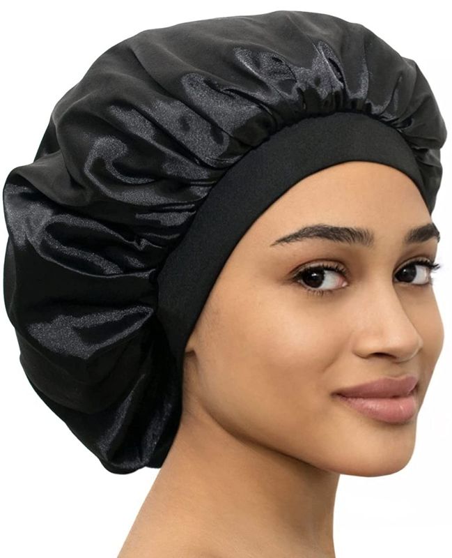 Photo 1 of 2PCS SILK BONNET SLEEP CAP BLACK + TEAL