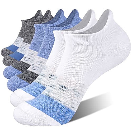 Photo 1 of CelerSport 6 Pack Women's Ankle Running Socks Low Cut Athletic Sports Socks Small Blue+white+grey