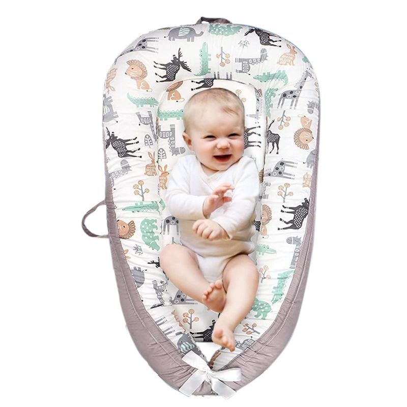 Photo 1 of Baby Lounger for Newborn Baby Nest Sleeper 100% Cotton Breathable Newborn Co Sleeping Nest Bed Cover Machine Washable, Strong Zipper, Adjustable Size
