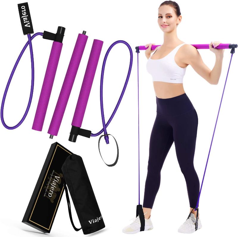 Photo 1 of Viajero 2022 Pilates Bar Kit for Portable Home Gym Workout - 2 Latex Exercise Resistance Band - 3-Section Sticks - All-in-one strength weights Equipment for Body fitness Squat Yoga with E-Book & Video
DIRTY