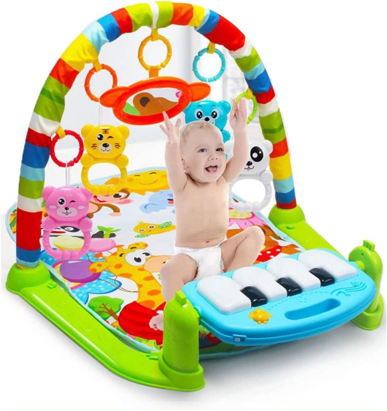 Photo 1 of Baby Gym 3-in-1 Activity Play Mat, Kick and Play Piano Gym with 5 Infant Learning Sensory Baby Toys