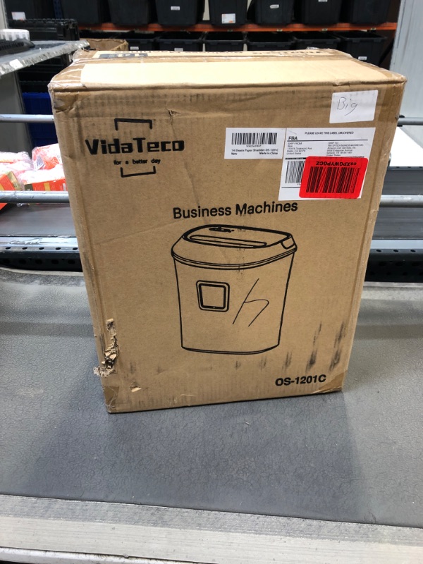 Photo 2 of Paper Shredder,VidaTeco 14-Sheet Cross-Cut Shredder with US Patented Cutter,Also Shreds Card/CD,Heavy Duty Paper Shredder for Home Office,Durable&Fast with Jam Proof System,6.6-Gallon Basket (ETL) Cross Cut 14-Sheet(FACTORY SEALED OPENED FOR PHOTOS)