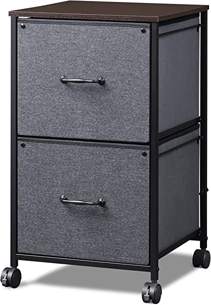 Photo 1 of DEVAISE 2 Drawer Mobile File Cabinet, Rolling Printer Stand, Fabric Vertical Filing Cabinet fits A4 or Letter Size for Home Office, Dark Grey(FACTORY SEALED OPENED FOR PHOTOS)