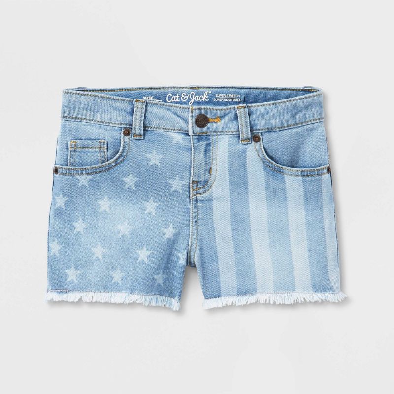 Photo 1 of Girls' Printed Jean Shorts - Cat & Jack  SMALL 6/6X