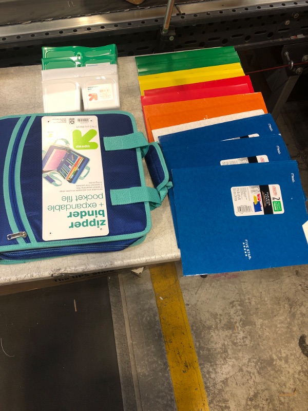 Photo 1 of 20 Item- School Supply/ Stationary Bag Bundle. 1 Binder, 4 Magnetic Bins, 15 Folders. 