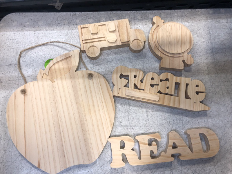Photo 1 of 5 ITEM- WOODEN WORD BASE. CREATE, GLOBE, READ, APPLE AND BUS FOR PAINTING/ COLORING. TEACHER/ ART/ CRAFTS
