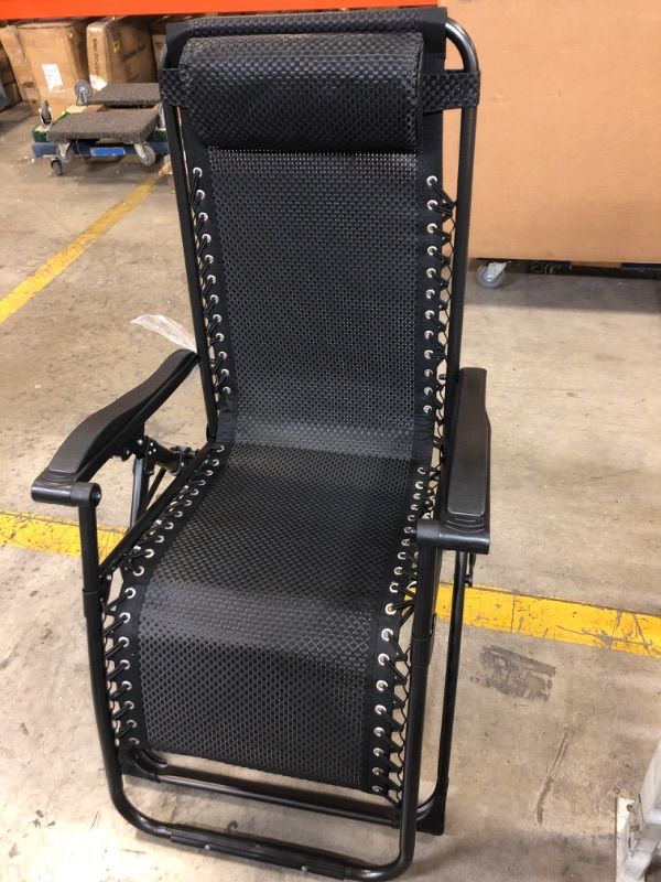 Photo 2 of Zero Gravity Chair, Large Folding Portable Chaise, Mesh Adjustable Headrest, Support 500 lbs. (Black)
