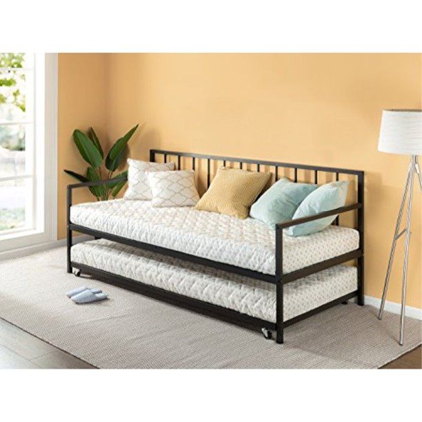 Photo 1 of Zinus Eden Twin Daybed and Trundle Set / Premium Steel Slat Support / Daybed and Roll Out Trundle Accommodate Twin Size Mattresses Sold Separately
