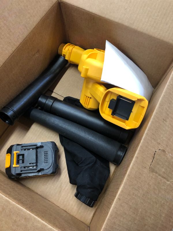 Photo 2 of Alloyman Leaf Blower, 20V Cordless Leaf Blower, with 2 X 4.0Ah Battery & Charger, 2-in-1 Electric Leaf Blower & Vacuum for Yard Cleaning/Snow Blowing. Yellow2