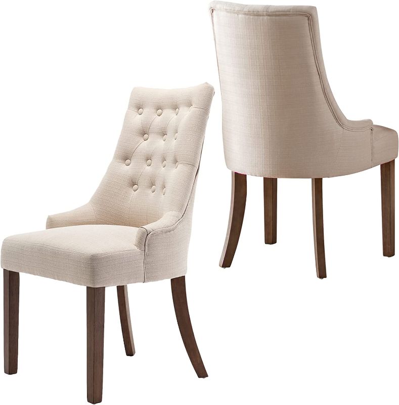 Photo 1 of 
COLAMY Wingback Upholstered Dining Chairs Set of 4, Fabric Side Dining Room Chairs with Tufted Button, Living Room Chairs for Home Kitchen Resturant- Beige
Color:Beige
Size:Set of 2