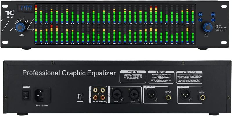 Photo 1 of TKL T2531 Professional Graphic Equalizer Audio Processor Two 31-Band Spectrum Display 2U Audio Digital Equalizador Professional Sound system Professional Equalizers For KTV Stage Performance
