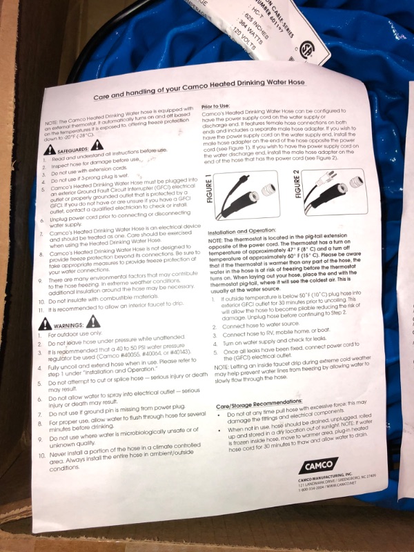 Photo 4 of Camco Heated Drinking Water Hose, - 20° F, 50-Foot, 5/8-Inch ID (22912-A) 50' Cold Weather (Freeze Protection to - 20?F) Frustration-Free Packaging