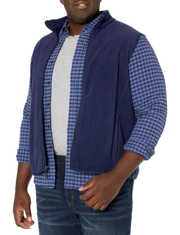 Photo 1 of Amazon Essentials Men's Full-Zip Polar Fleece Vest  Polyester Navy Medium