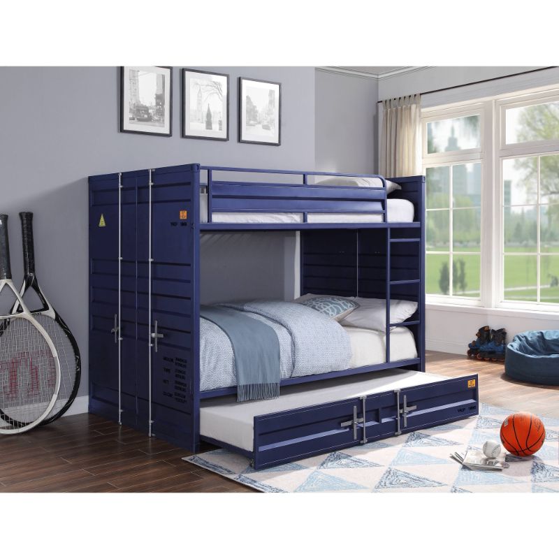 Photo 1 of Acme Furniture Cargo Container Style Full Over Full Bunk Bed, Blue
