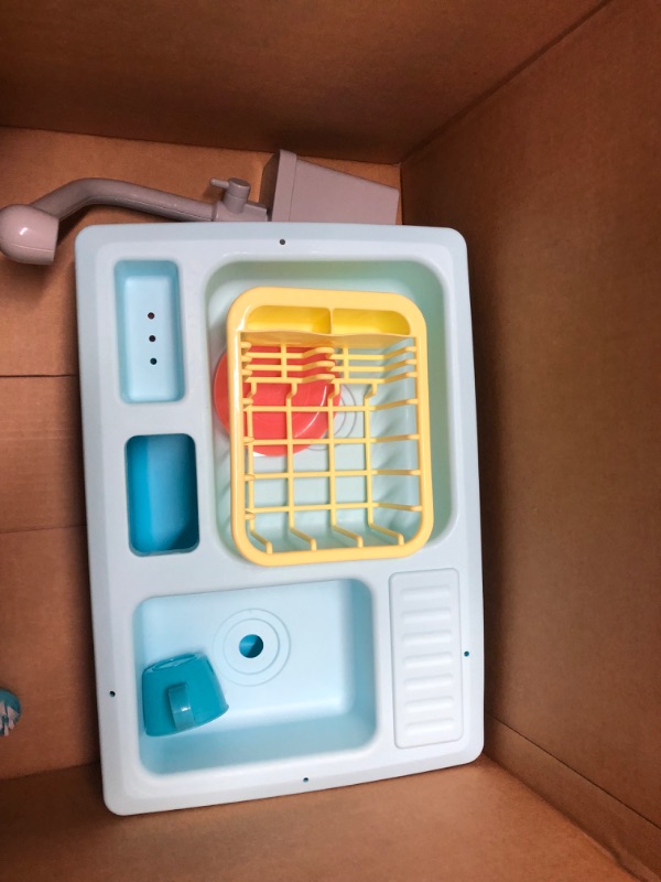 Photo 2 of CUTE STONE Color Changing Kitchen Sink Toys, Children Heat Sensitive Electric Dishwasher Playing Toy with Running Water, Automatic Water Cycle System Play House Pretend Role Play Toys for Boys Girls