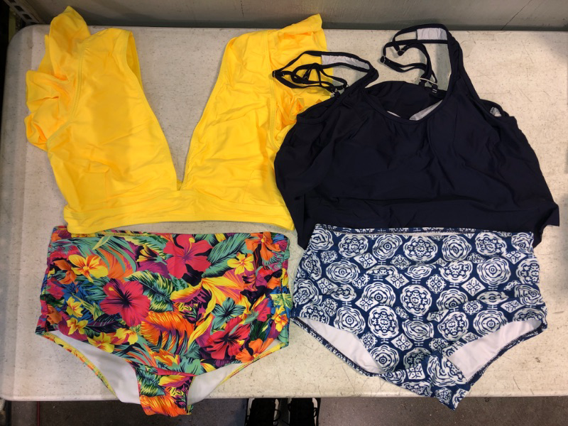 Photo 1 of 2 WOMENS 2-PC SWIMSUITS: BLUE SIZE L; YELLOW SIZE XL