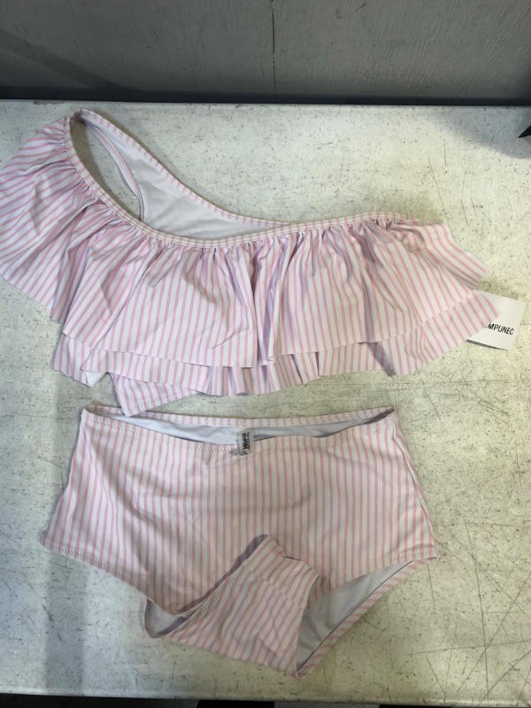 Photo 2 of 2pc WOMENS SWIM/RAVE WEAR BUNDLE: RAINBOW SIZE LARGE; PINK STRIPES SIZE MEDIUM