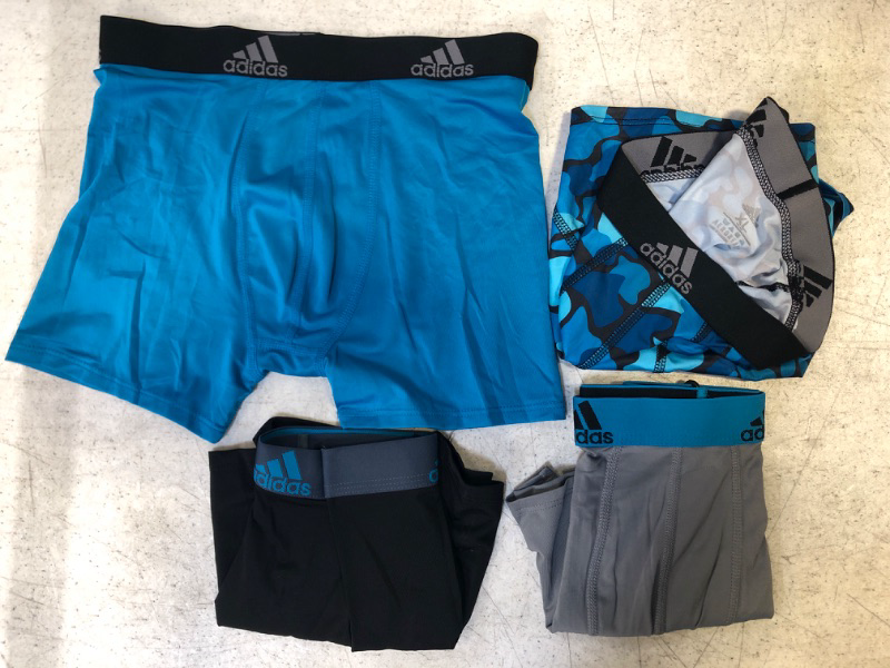 Photo 2 of 4-PACK Adidas Men's Performance Boxer Brief Underwear Blue/Black/Grey XL ** SEE LIVE PHOTOS, INCLUDES 4, NOT 3 AS SHOWN IN STOCK PHOTO **