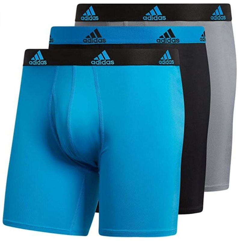 Photo 1 of 4-PACK Adidas Men's Performance Boxer Brief Underwear Blue/Black/Grey XL ** SEE LIVE PHOTOS, INCLUDES 4, NOT 3 AS SHOWN IN STOCK PHOTO **