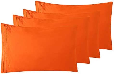 Photo 1 of 2-COUNT MIHEMA LUXURY COMFORT UPGRADED MICROFIBER PILLOWCASES, BRIGHT ORANGE QUEEN SIze