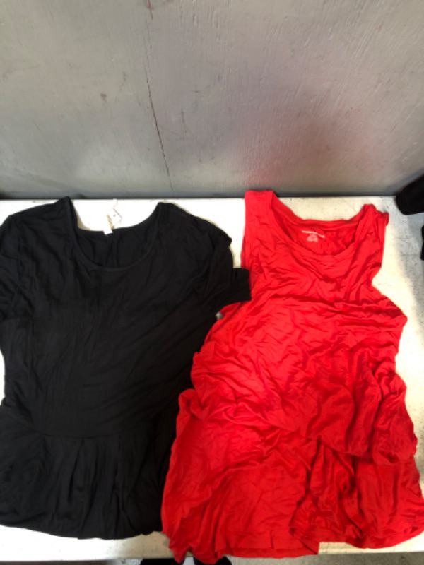 Photo 1 of 2-PC WOMENS CLOTHING BUNDLE: BLACK DRESS WITH POCKETS SIZE M; PINK SLEEVELESS DRESS SIZE S