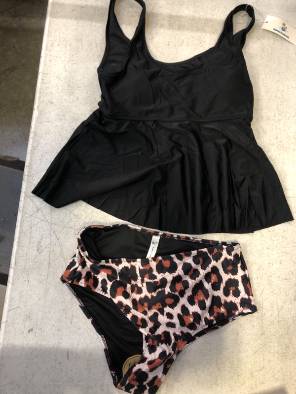 Photo 1 of Beachsissi Womens swimsuit size medium black and cheetah print 2-piece