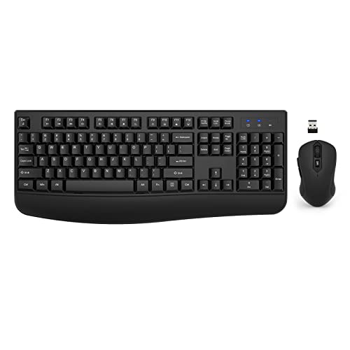 Photo 1 of Wireless Keyboard and Mouse Combo, EDJO 2.4G Full-Sized Ergonomic Computer Keyboard with Wrist Rest and 3 Level DPI Adjustable Wireless Mouse 