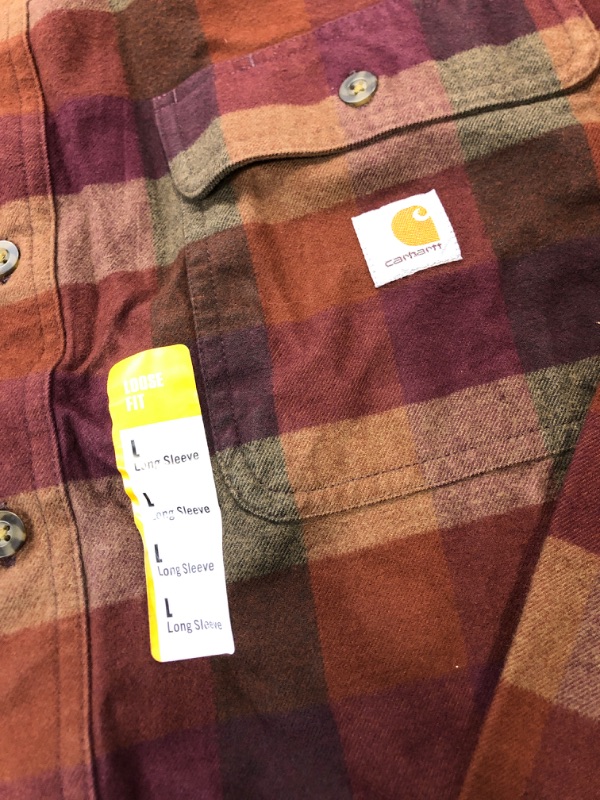 Photo 3 of Carhartt Men's Loose Fit Heavyweight Long Sleeve Flannel Plaid Shirt size large 