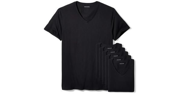 Photo 1 of Essentials Men's 6-Pack V-Neck Undershirts, Black,  SIZE Medium
