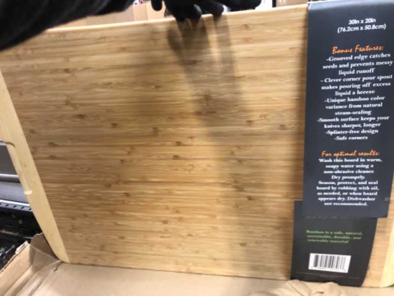 Photo 3 of 30 x 20 Bamboo Extra Large Cutting Board - Wooden Stove Top Cover Noodle Board - Meat Cutting Board for BBQ - Turkey Carving Board - Extra Large Charcuterie Board - Over the Sink Cutting Board 3XL - 30 x 20 Inches Two-Tone