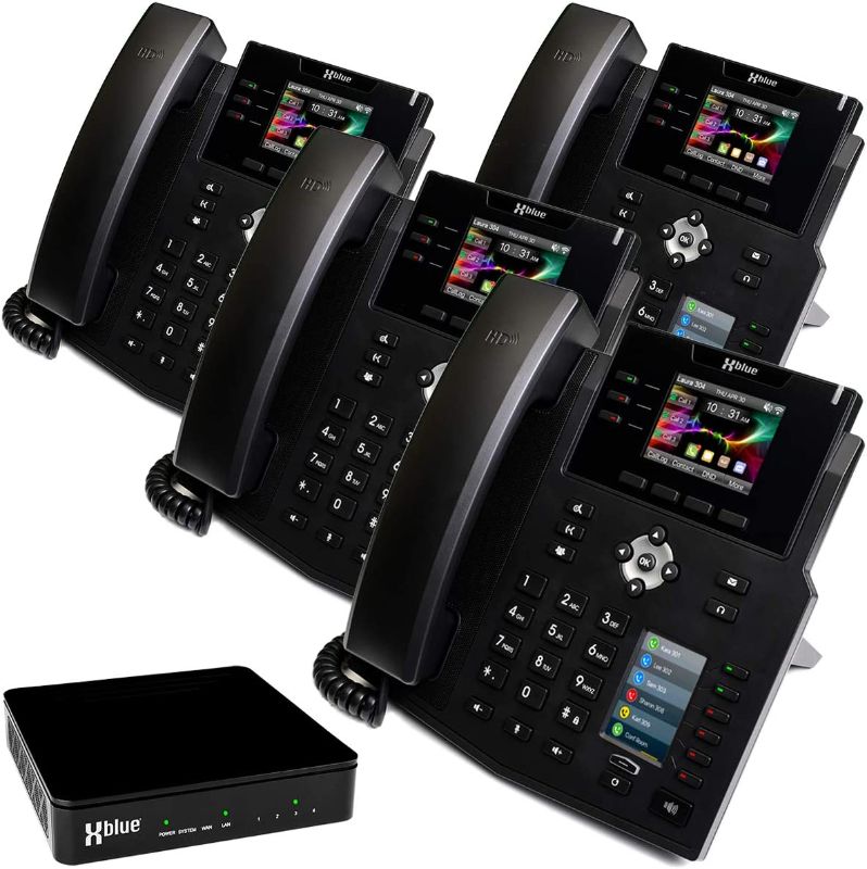 Photo 1 of Xblue QB System Bundle with 4 IP9g IP Phones Including Auto Attendant, Voicemail, Cell & Remote Phone Extensions & Call Recording, Black