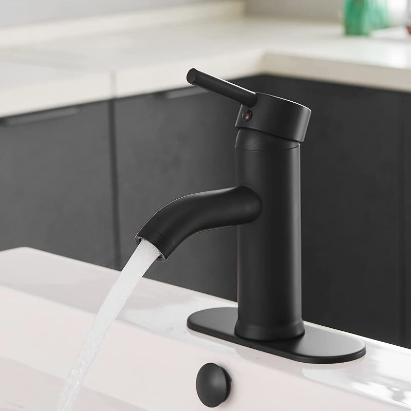 Photo 1 of Black Bathroom Sink Faucet Single Hole matte black bathroom faucet Vanity Basin Mixer Tap with Deck Mount