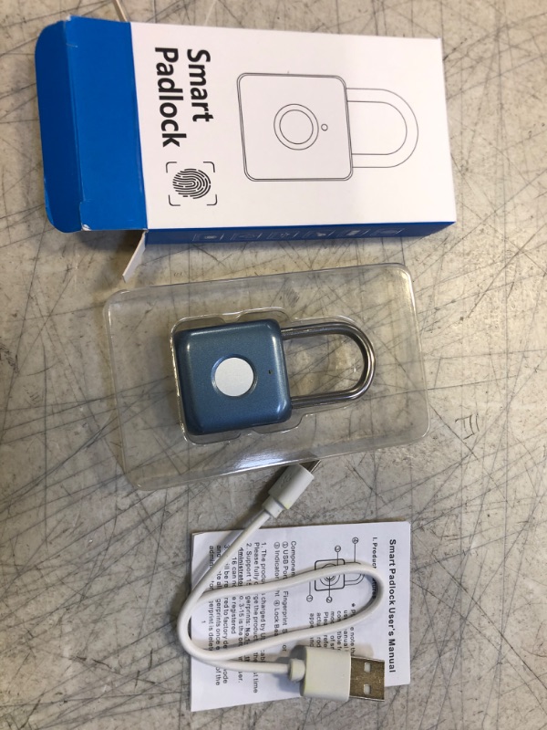 Photo 2 of Pothunder Fingerprint Padlock, Smart Padlock, Locker Lock, Biometric Metal Keyless Fingerprint Lock, Waterproof, USB Rechargeable, for Gym Locker, Luggage, Backpack, Suitcase(Blue)