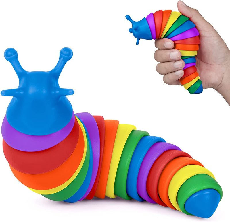 Photo 1 of IFiwin Fidget Slug, Sensory Slug Toys for Autistic Children and Adults, 7.5" Articulated Sticky Stretch Slug Sensory Fidget Toys,Anxiety Relief Slugapillar for Birthday Gifts,Relaxing
