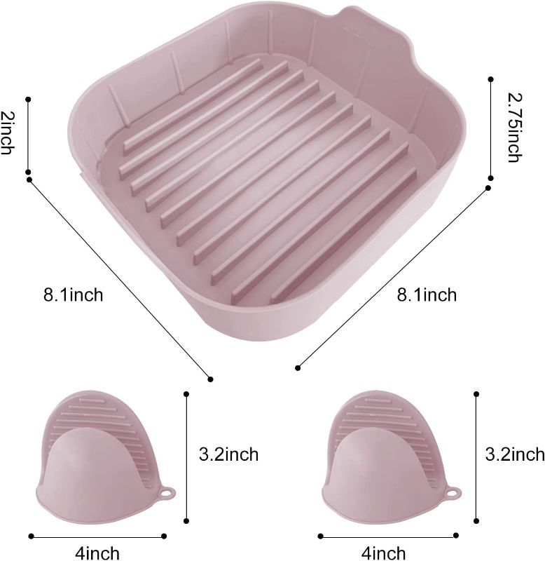 Photo 1 of Air Fryer Liners Reusable, 8.1 Inch Silicone Air Fryer Basket Square,Food Safe Pot Air Fryer Replacement Accessories,Easy Cleaning Dishwasher Washable Air Fryer Pan Replacement Pad Parchment 