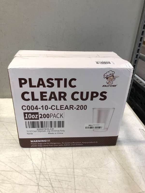 Photo 2 of 10 OZ Clear Disposable Plastic Cups 200 Pack, Clear Plastic Cups Tumblers, Heavy-duty Party Glasses, Disposable Cups for Wedding,Thanksgiving, Christmas Party 10-Clear-200