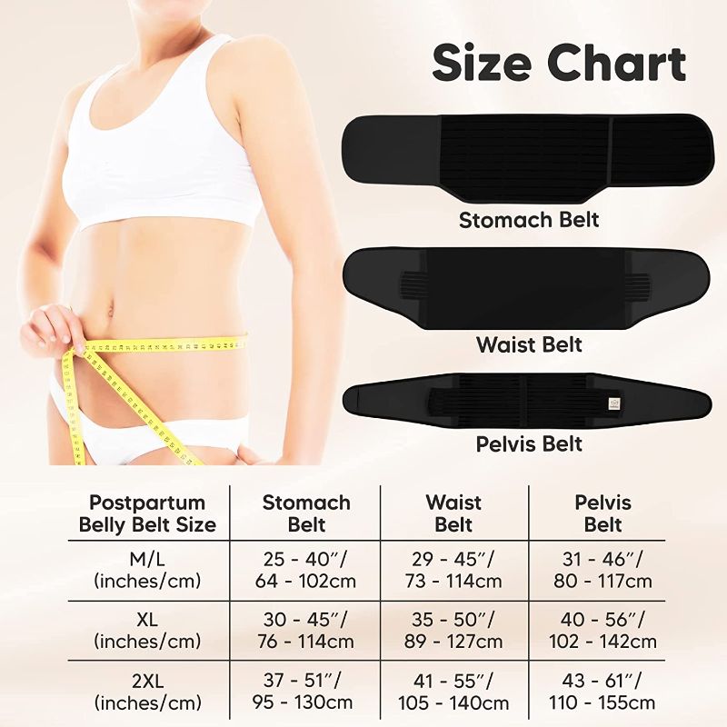 Photo 2 of 3 in 1 Postpartum Belly Support Recovery Wrap – Postpartum Belly Band, After Birth Brace, Slimming Girdles, Body Shaper Waist Shapewear, Post Surgery Pregnancy Belly Support Band (Midnight Black, M/L)
