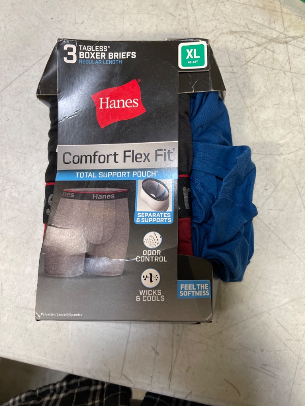 Photo 2 of Hanes Total Support Pouch Men's Boxer Briefs Pack, Anti-Chafing, Moisture-Wicking Underwear, Odor Control (Reg or Long Leg) Regular Leg X-Large Blue/Red/Black Regular Leg