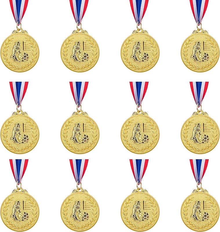 Photo 1 of Abaokai 12 Pieces Gold Award Medals Set - Metal Olympic Style for Kid’s Sports Soccer Games and Prizes Awards, Party Favors, 2 Inches
only 11 total